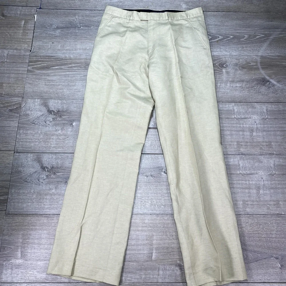 Ted Baker London Pants Mens 34 Beige Khaki Flat Front Dress Chino Trousers